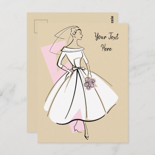 Mode Bride Neutraal Text beige briefkaart (Voorkant / Achterkant)