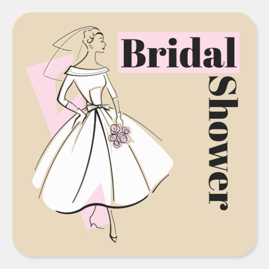 Mode Bride Neutraal vierkant Vrijgezellenfeest Vierkante Sticker (Voorkant)