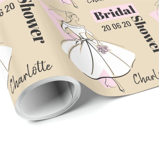 Mode Bride Neutraal Vrijgezellenfeest Datum Naam Cadeaupapier (Rol Hoek)