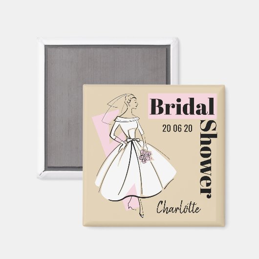 Mode Bride Neutraal Vrijgezellenfeest Datum Naam Magneet (Voorkant / Achterkant)