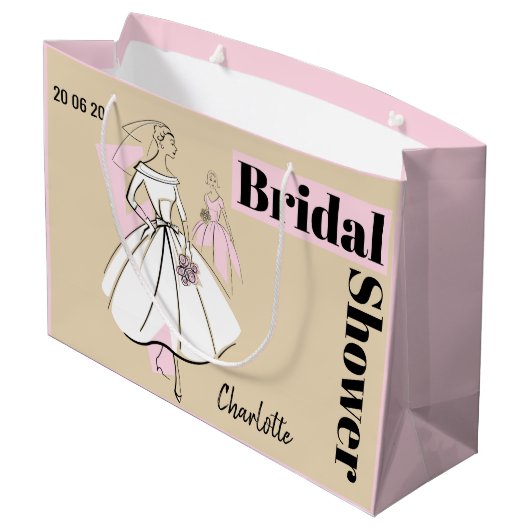 Mode Bride Neutraal Vrijgezellenfeest Datum Naam r Groot Cadeauzakje (Achterkant Gekanteld)