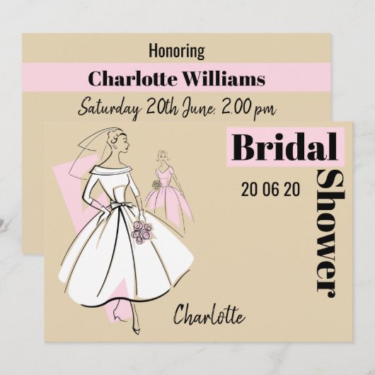 Mode Bride Neutraal Vrijgezellenfeest horizontaal Kaart (Voorkant / Achterkant)