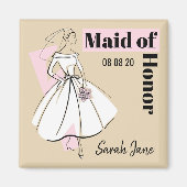 Mode Bride Neutral Maid of Honor Date Name Magneet (Voorkant)