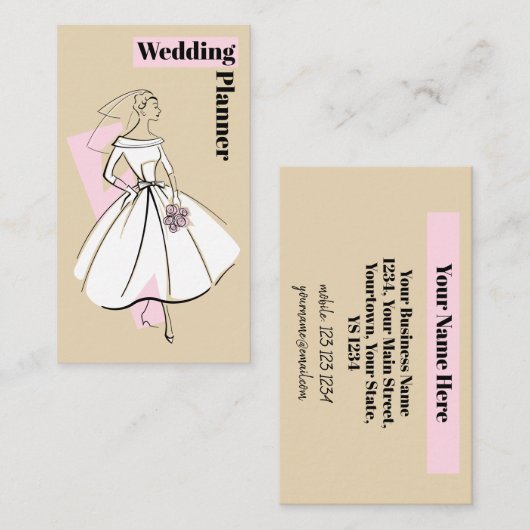 Mode Bride Neutral Wedding Planner Visitekaartje (Voorkant / Achterkant)