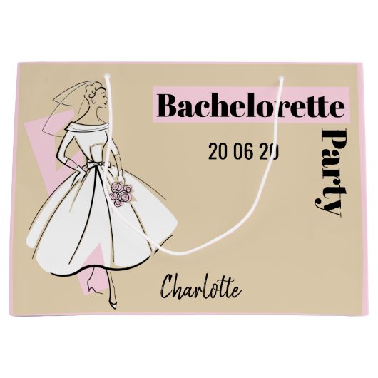 Mode Bride Neutrale Bachelorette Partij grote Groot Cadeauzakje (Voorkant)