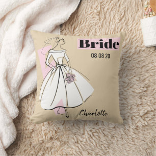 Mode Bride Neutrale Bride Datum Naam multi-back Kussen