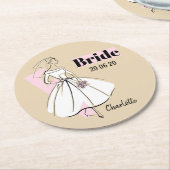 Mode Bride Neutrale Bride Datum Naam Rond Ronde Kartonnen Onderzetter (Gebogen)
