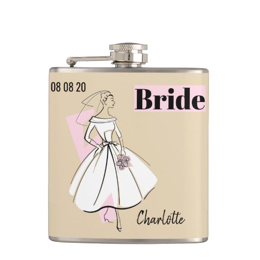 Mode Bride Neutrale bride Naam kolf Heupfles (Voorkant)