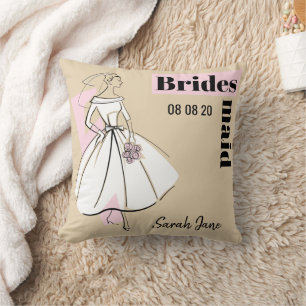 Mode Bride Neutrale Bridesmaid roze terug Kussen