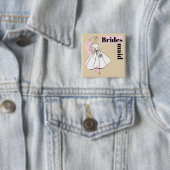 Mode Bride Neutrale Bridesmaïde knoopvierkant Vierkante Button 5,1 Cm (In situ)