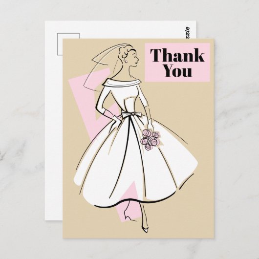 Mode Bride Neutrale Dank u briefkaart (Voorkant / Achterkant)