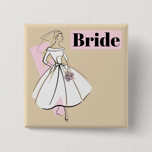Mode Bride Neutrale de knoopvierkant van de Bride Vierkante Button 5,1 Cm (Voorkant)