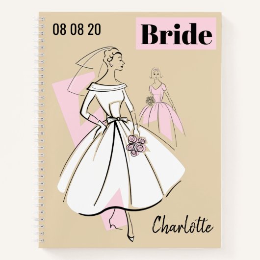 Mode Bride Neutrale Groep Bride Naam Datum Notitieboek (Voorkant)