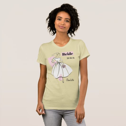 Mode Bride Neutrale Groep Bride Naam Datum T-shirt (Voorkant volledig)