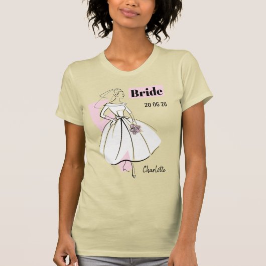 Mode Bride Neutrale Groep Bride Naam Datum T-shirt (Voorkant)
