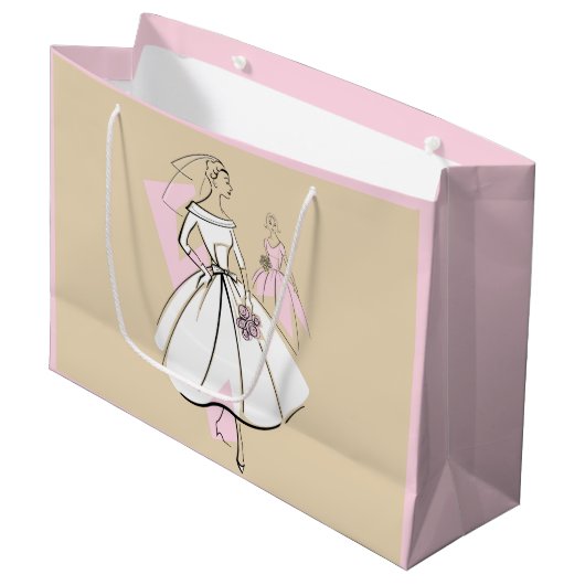 Mode Bride Neutrale Groep cadeau zak grote roze Groot Cadeauzakje (Voorkant Gekanteld)
