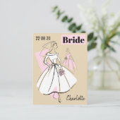 Mode Bride Neutrale Groep Datum Naam beige Briefkaart (Staand voorkant)