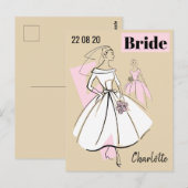Mode Bride Neutrale Groep Datum Naam beige Briefkaart (Voorkant / Achterkant)
