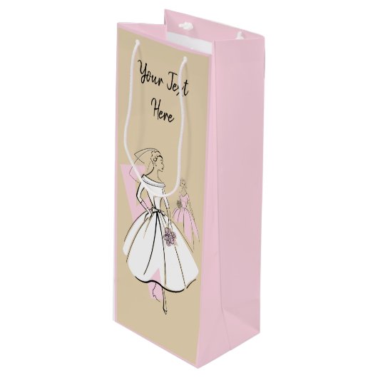 Mode Bride Neutrale Groep Roze wijn van de Tekst Cadeautas (Voorkant Gekanteld)