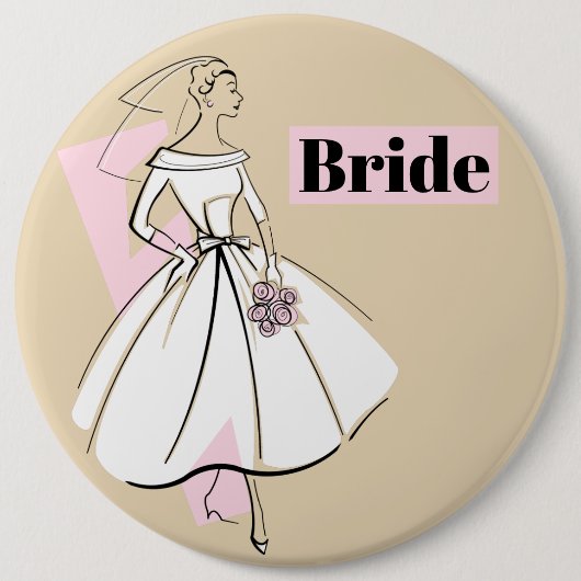 Mode Bride Neutrale knoop van de Bride Ronde Button 6,0 Cm (Voorkant)