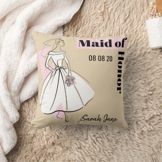 Mode Bride Neutrale Maid van Honor roze terug Kussen (Deken)