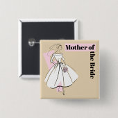 Mode Bride Neutrale Moeder van het Bride vierkant Vierkante Button 5,1 Cm (Voorkant /achterkant)