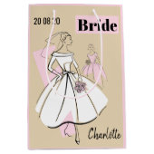 Mode Bride Neutrale Naam Datum medium roze Cadeauzakje (Voorkant)