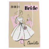 Mode Bride Neutrale Naam Datum medium roze Cadeauzakje (Achterkant)