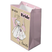Mode Bride Neutrale Naam Datum medium roze Cadeauzakje (Achterkant Gekanteld)