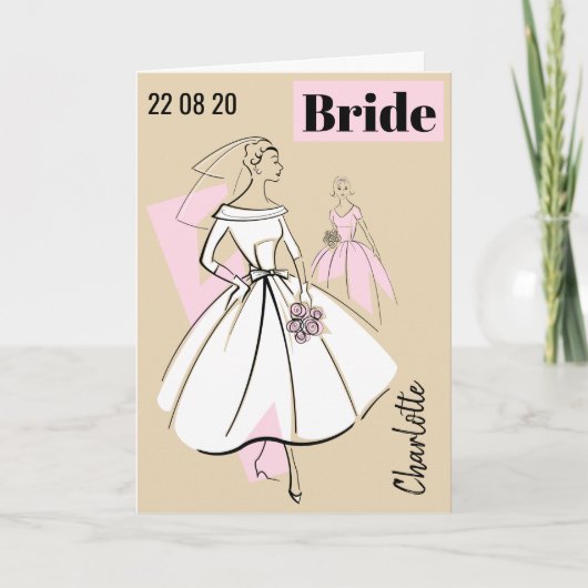 Mode Bride Neutrale Naam Datum Tekst Kaart (Voorkant)