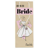 Mode Bride Neutrale Naam Datum wijn Cadeautas (Achterkant)