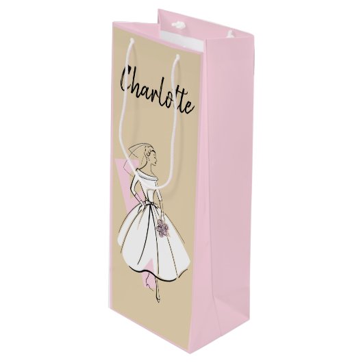 Mode Bride Neutrale Naam Roze wijn Cadeautas (Voorkant Gekanteld)