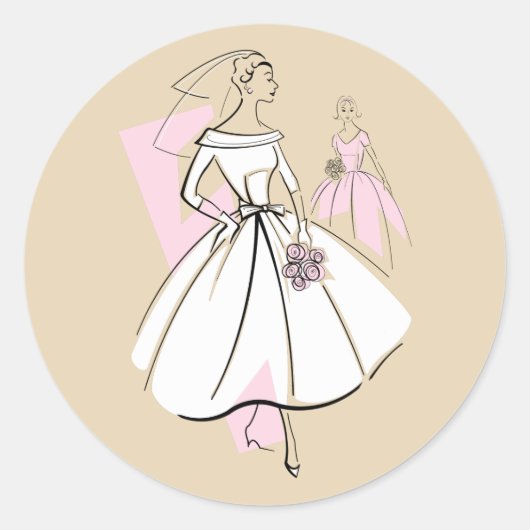 Mode Bride Neutrale sticker van de Groep rond (Voorkant)