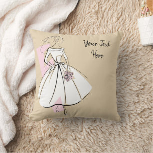 Mode Bride Neutrale Tekst werpen kussen roze terug