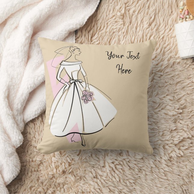 Mode Bride Neutrale Tekst werpen kussen roze terug (Deken)