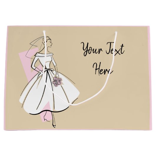 Mode Bride Neutrale Tekstcadezak grote roze Groot Cadeauzakje (Voorkant)