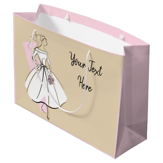 Mode Bride Neutrale Tekstcadezak grote roze Groot Cadeauzakje (Achterkant Gekanteld)