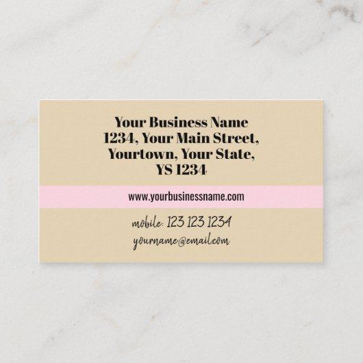 Mode Bride Neutrale visitekaartje roze streep (Achterkant)