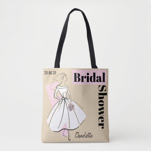 Mode Bride Neutrale Vrijgezellenfeest roze terug Tote Bag (Voorkant)
