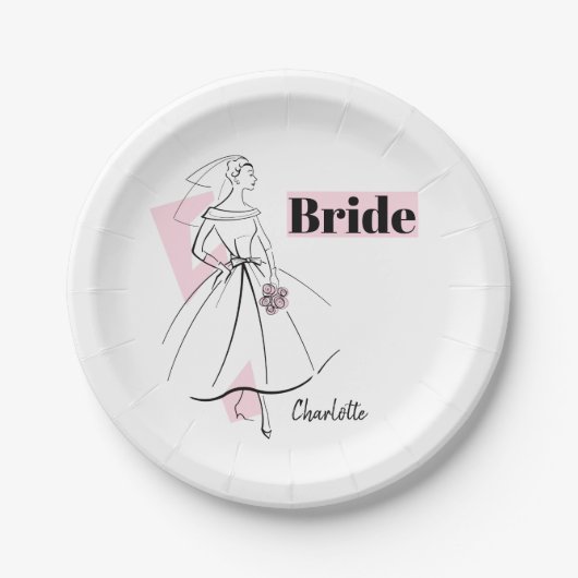 Mode Bride Pink Bride Name papieren bord (Voorkant)