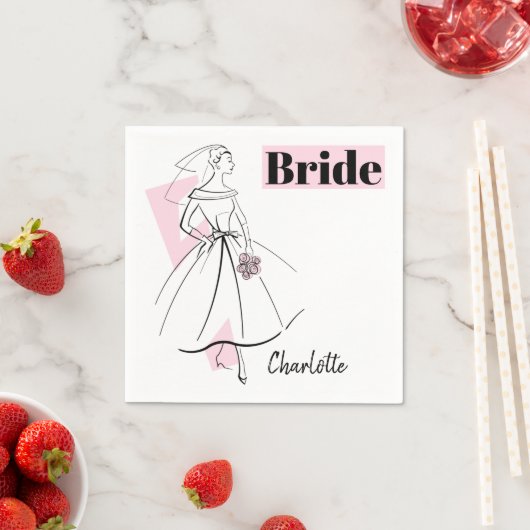 Mode Bride Pink Bride Name papieren servetten (Insitu)