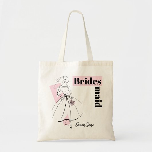 Mode Bride Pink Bridesmaid Name budget tas (Voorkant)