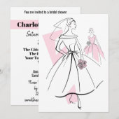 Mode Bride Pink Group bridal doucheuitnodiging Kaart (Voorkant / Achterkant)