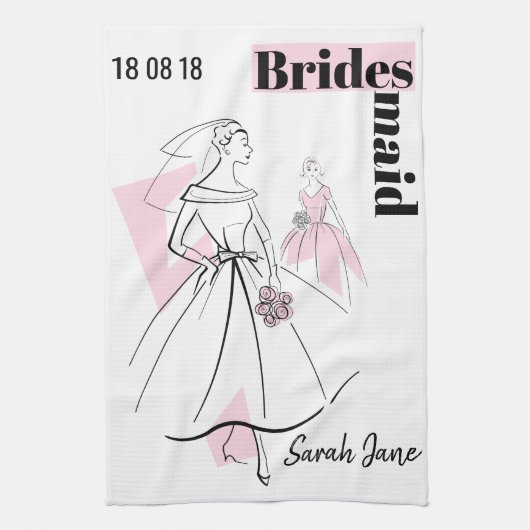 Mode Bride Pink Group Bridesmaid keukenhanddoek (Verticaal)
