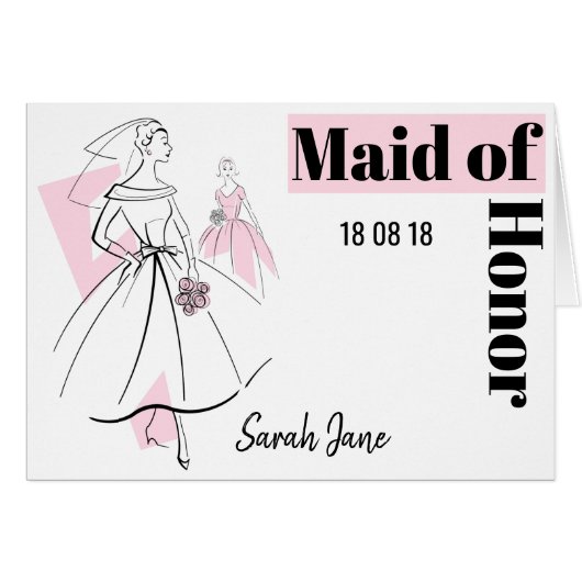 Mode Bride Pink Group Maid of Honor Date Name h (Voorkant Horizontaal)