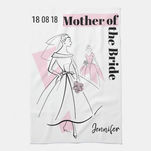 Mode Bride Pink Group Moeder van Bride Theedoek (Verticaal)