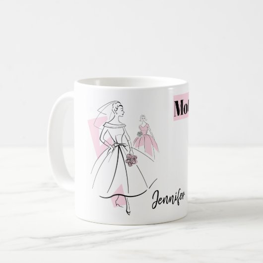 Mode Bride Pink Group Moeder van de Bride Naam Koffiemok (Voorkant links)