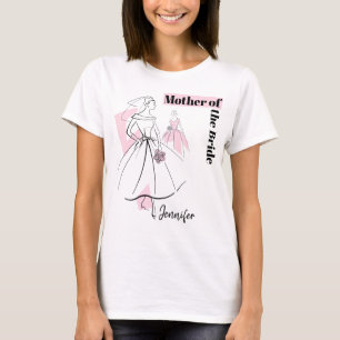 Mode Bride Pink Group Moeder van de Bride Naam T-shirt