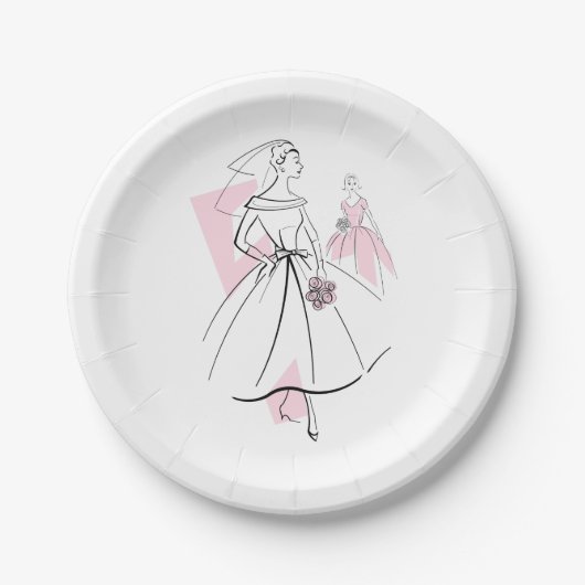 Mode Bride Pink Group papier borden Papieren Bordje (Voorkant)