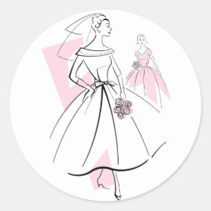 Mode Bride Pink Group sticker ronde